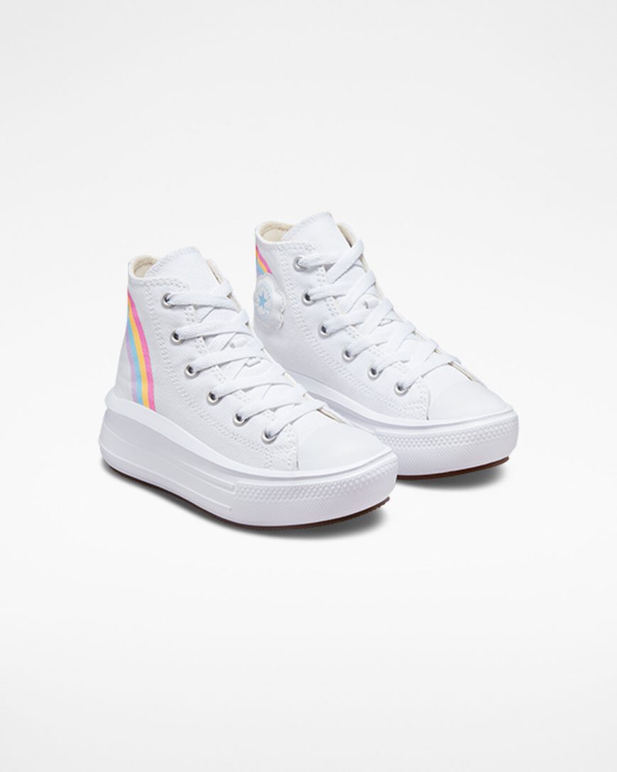 Dívčí Boty Na Platformy Converse Chuck Taylor All Star Move Rainbow Cloud Vysoké Bílé Blankyt Růžové | CZ TSIW20